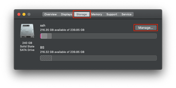 Storage tab Storage tab