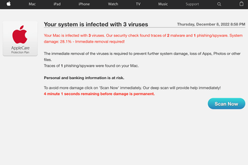 The spoof popup alert tries to dupe users into clicking the Scan Now button The spoof popup alert tries to dupe users into clicking the Scan Now button