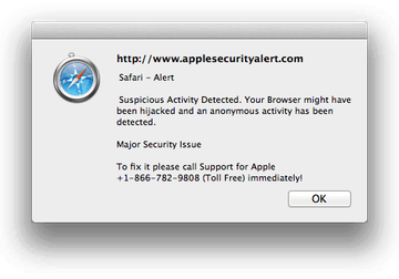 Mac System Alert reporting a bogus security issue in Safari