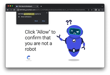 Fake human verification popup on guroshied.com