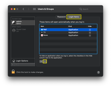Login Items Login Items