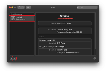 Menghapus profil konfigurasi pada Mac