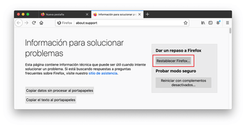Restablecer Firefox en Mac Restablecer Firefox en Mac