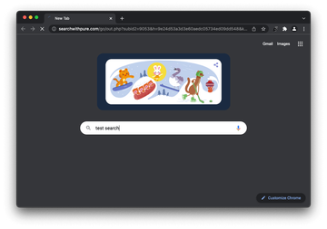 Google redirect leading to searchwithpure.com in Chrome on a Mac computer