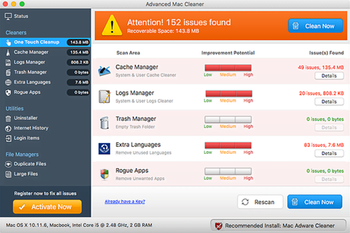 Advanced Mac Cleaner GUI constantly popping up to report fake issues