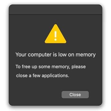 Fake ‘Your computer is low on memory alert’ accompanying Search Marquis Mac infection