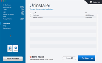 Freshmac’s built-in Uninstaller