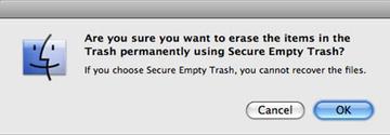 Confirm emptying the Trash Confirm emptying the Trash