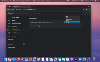 Select search engine to be used in Chrome’s address bar