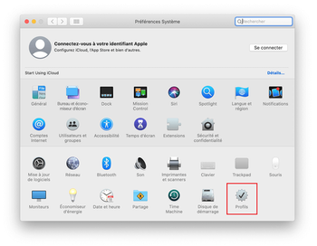 Sélectionnez maintenant Profils sous Préférences Système