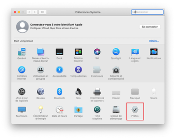 Sélectionnez maintenant Profils sous Préférences Système