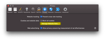 Manage Website Data feature in Safari