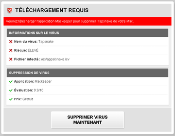 Alerte Tapsnake sur Mac Alerte Tapsnake sur Mac