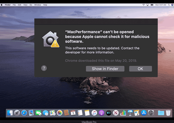 Remove “MacPerformance” can’t be opened..." virus from Mac