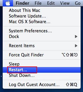 Select Restart from menu