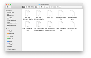Inhoud van de LaunchAgents-map in de thuismap van de gebruiker Inhoud van de LaunchAgents-map in de thuismap van de gebruiker