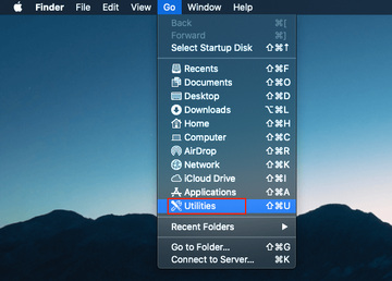 Select ‘Utilities’ Select ‘Utilities’