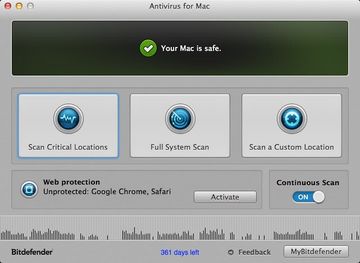 Bitdefender Antivirus for Mac main GUI Bitdefender Antivirus for Mac main GUI