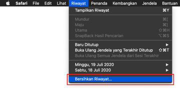 Membersihkan riwayat pada Safari Membersihkan riwayat pada Safari