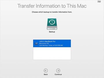 Choose backup to transfer files from