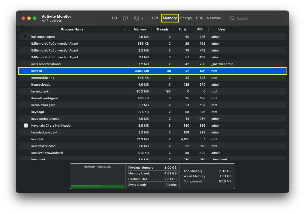 installd high CPU and memory usage on Mac