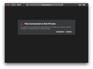 ‘This Connection Is Not Private’ warning in Safari