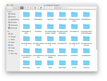 Contenuti cartella Application Support