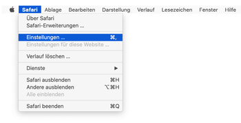 Gehen Sie zu Einstellungen in Safari