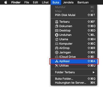 Menuju jendela Aplikasi pada Mac