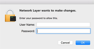 ‘Network Layer wants to make changes’ popup requesting admin password