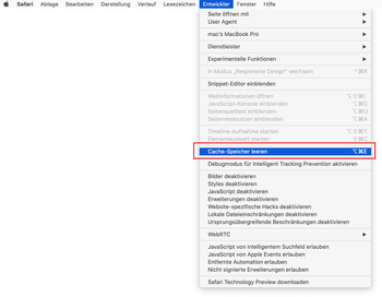 Leeren Sie die Cache-Speicher in Safari