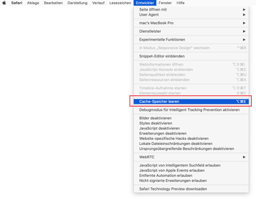 Leeren Sie die Cache-Speicher in Safari