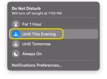 Configure time settings for Do Not Disturb