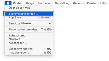Öffnen Sie Systemeinstellungen Öffnen Sie Systemeinstellungen