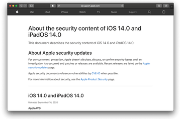 Security implications of iOS 14.0 and iPadOS 14.0 releases