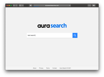 Aura Search Mac virus redirects via powerofsearches.com