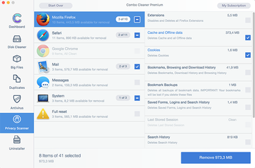 Privacy Scanner finds and eliminates unwanted browser data