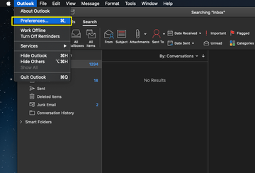 Go to Outlook Preferences