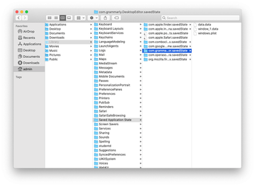 Delete Grammarly items from ~/Library/Saved Application State