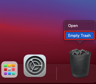 Empty the Trash to purge app traces Empty the Trash to purge app traces