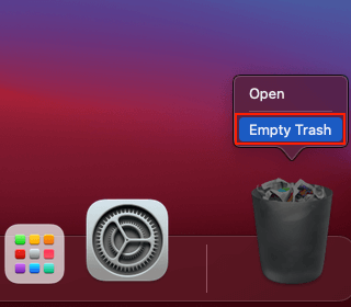 Empty the Trash to purge app traces