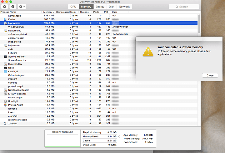 Your computer is low on memory” Mac virus removal - MacSecurity