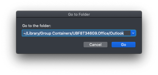 Open Outlook for Mac profile folder