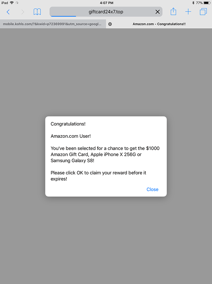 “congratulations You Won” Virus Popups Removal From Iphone Ipad And