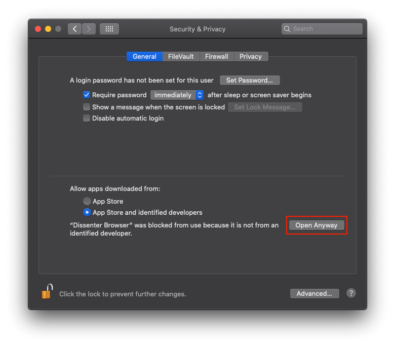 Click ‘Open Anyway’ to run the blocked app Click ‘Open Anyway’ to run the blocked app