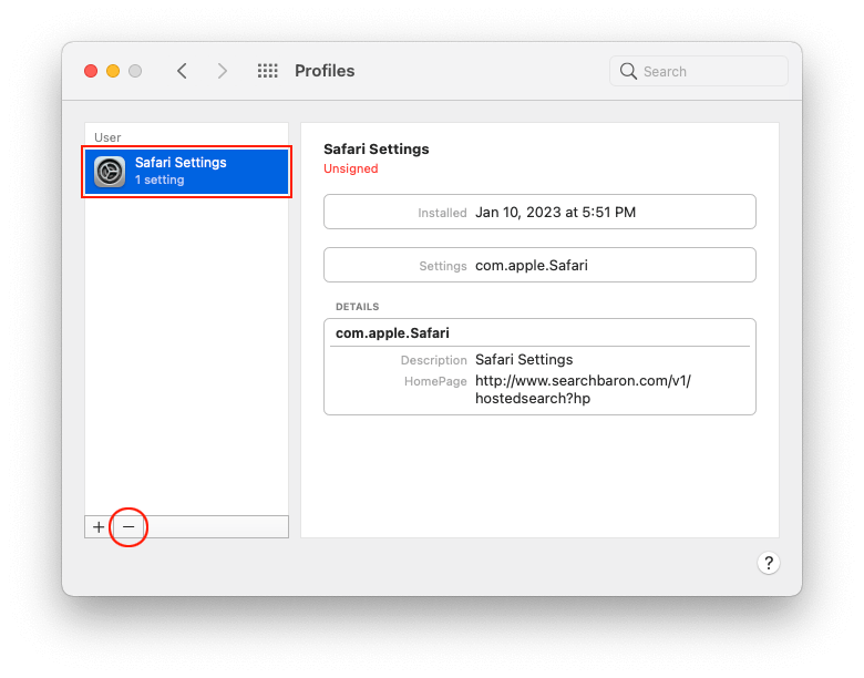 Remove malicious configuration profile from Mac Remove malicious configuration profile from Mac