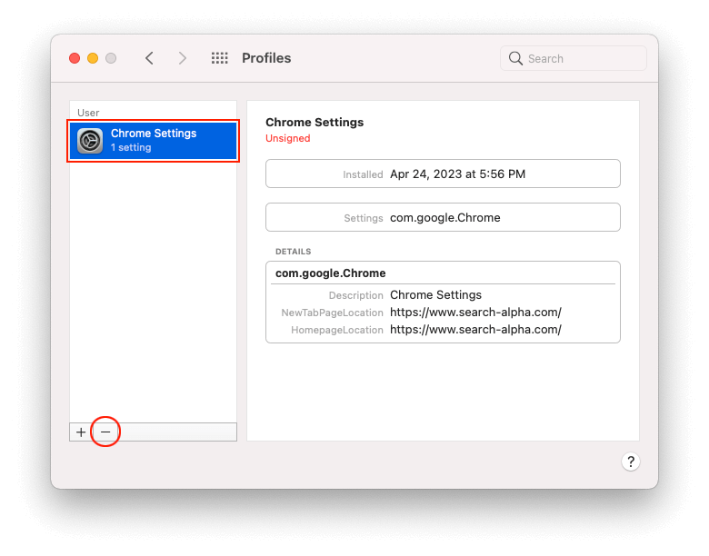 Remove malicious configuration profile from Mac Remove malicious configuration profile from Mac
