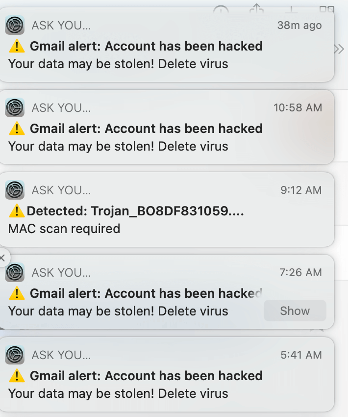 Remove Attention! Your Computer Is In Danger Pop-up Scam