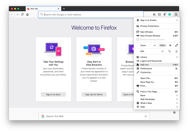 Go to Add-ons in Firefox on Mac Go to Add-ons in Firefox on Mac