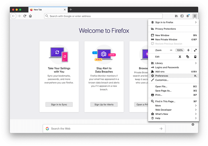 Go to Firefox Preferences Go to Firefox Preferences